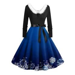 Graceyo Damen Weihnachtskleid Elegant Weihnachts Retro Cocktail Abschlussball Kleider 50er 60er Rockabilly Ärmellos Kleid Ballkleid Cocktailkleid Hohe Taille Partykleid von Graceyo