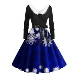 Graceyo Damen Weihnachtskleid Elegant Weihnachts Retro Cocktail Abschlussball Kleider 50er 60er Rockabilly Ärmellos Kleid Ballkleid Cocktailkleid Hohe Taille Partykleid von Graceyo