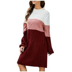 Graceyo Herbst Winter Dick Rollkragenkleid Damen, Einfarbig Rollkragen Langarm Strickkleid, Warm Langarmkleid Strickpulli Kleid, Pulloverkleid Freizeitkleid Knielang, Pullover Kleid Strick Sweater von Graceyo