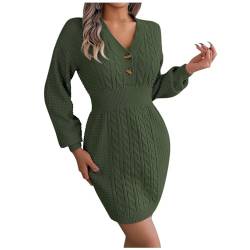 Graceyo Herbst Winter Dick Rollkragenkleid Damen, Einfarbig Rollkragen Langarm Strickkleid, Warm Langarmkleid Strickpulli Kleid, Pulloverkleid Freizeitkleid Knielang, Pullover Kleid Strick Sweater von Graceyo