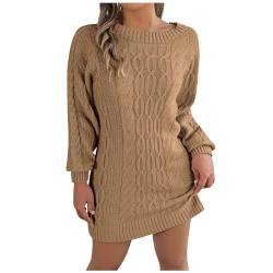 Graceyo Herbst Winter Dick Rollkragenkleid Damen, Einfarbig Rollkragen Langarm Strickkleid, Warm Langarmkleid Strickpulli Kleid, Pulloverkleid Freizeitkleid Knielang, Pullover Kleid Strick Sweater von Graceyo