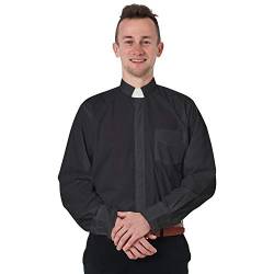 GraduatePro Priesterhemd Pfarrer Kragen Herren Langarm Klassisches Klerus Grau von GraduatePro