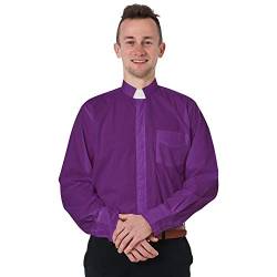 GraduatePro Priesterhemd Pfarrer Kragen Herren Langarm Klassisches Klerus Lila von GraduatePro