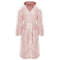 Gräfenstayn® Damen & Herren Kuschelfleece Bademantel mit Kapuze Größe S-XXXL Öko-Tex Standard 100 Flanell Fleece (S, Rosa) von Gräfenstayn