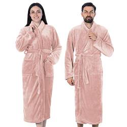 Gräfenstayn® Damen & Herren Kuschelfleece Bademantel ohne Kapuze mit Öko-Tex Standard 100 in Größe S-XXXL (L, Rosa) von Gräfenstayn