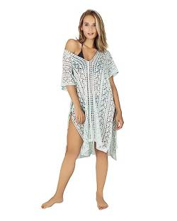 Gräfenstayn Strandkleid Damen gestrickt - Oeko-Tex Standard - Perfekt als Strandponcho oder Cover-up Bikini, Badeanzug - Strandtunika (L-XL Mint) von Gräfenstayn