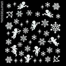 Nailart - Sticker mit Glitter - selbstklebend - Winter/Weihnachten/Christmas/Sterne/Schneeflocken/Engel - 703-SN-109 w4/4 von Graffdesign