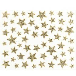 Nailart - Sticker mit Glitter - selbstklebend - Winter/Weihnachten/Christmas/Sterne - 703-stern_gold w3/9 von Graffdesign