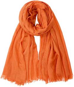 Damen Sommer Schals Baumwolle Leichte Große Lange Gaze Damenschal Eleganter Plain Tücher 75”×43”,Orange von Gragengs