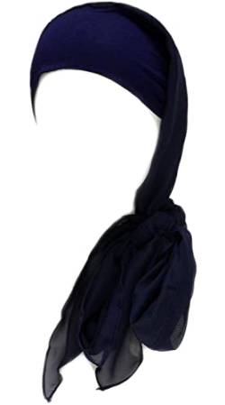 Gragengs Kopfbedeckung für Damen Schlaf Beanie Kopftuch für kahle Wickel Krebs Hüte Turban,Einfarbig Marineblau von Gragengs