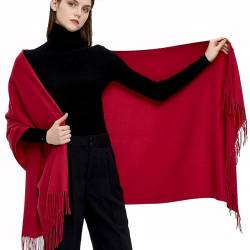 Gragengs Pashmina Schals und Wraps Schals für Damen Hochzeit Party Winter Warme Lange Solid Color,Maroon von Gragengs