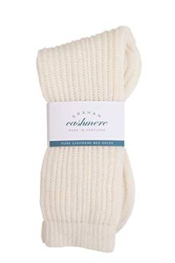 Graham Cashmere - Bettsocken aus reinem Kaschmir, gerippt, hergestellt in Schottland, in Geschenkbox, Weiß (Soft White), One size von Graham Cashmere