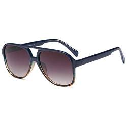 Grainas 70er Jahre Vintage Sonnenbrille für Damen und Herren Großer Rahmen Klassische Retro Brille Quadratische Lampenschirme UV400 Schutz, Blauer Leopard von Grainas