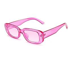 Grainas Retro Rechteckige Sonnenbrille für Damen Herren Unisex Vintage Schmale Brille UV400-Schutz Sunglasses (Rosa) von Grainas