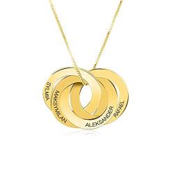 Russische Ring Halskette mit Gravur 4 Namen 4 Kreis—Namenskette Ringe Personalisiert 4 Namen Sterling Silber RoseGold Gold für Mütter Frau Frauen Mädchen von Grancey