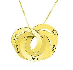 Russische Ring Halskette mit Gravur 5 Namen 5 Kreis—Namenskette Ringe Personalisiert 5 Namen Sterling Silber Rosegold Gold für Mütter Oma Frauen Mädchen von Grancey