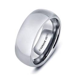 Grand Made Silber 8mm Wolfram Stahl Personalisierte Ringe Damen Herren für Männer Frauen Bandring Ehering Trauringe Weihnachten Hochzeit Engagement Geschenk (Silver, 62 (19.7)) von Grand Made