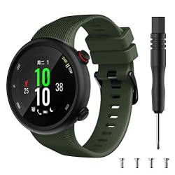 Silikon Uhrenarmbänder kompatibel mit Garmin Forerunner 45 / Forerunner 45S / Swim 2, Gebürstete Edelstahl Schwarz Schnalle (Army Green) von Gransho