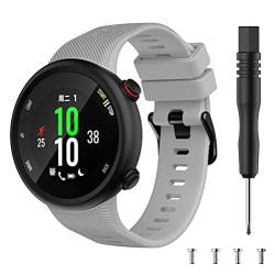 Silikon Uhrenarmbänder kompatibel mit Garmin Forerunner 45 / Forerunner 45S / Swim 2, Gebürstete Edelstahl Schwarz Schnalle (Grey) von Gransho