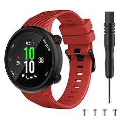 Silikon Uhrenarmbänder kompatibel mit Garmin Forerunner 45 / Forerunner 45S / Swim 2, Gebürstete Edelstahl Schwarz Schnalle (Red) von Gransho