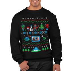 Graphic Impact Inspired Ugly Christmas Animation Galaxy Pullover Ugly Sweater Festlich Xmas Sweater Top Gr. XL, Schwarz von Graphic Impact