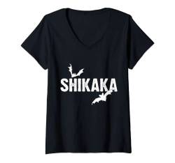 Damen Grafik-T-Shirt Shikaka T-Shirt mit V-Ausschnitt von Graphic Tee