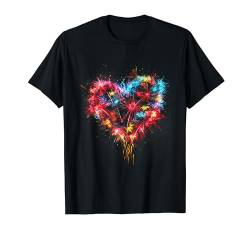 Explosives Herz Feuerwerk platzende Farben Valentinstag T-Shirt von Graphic Tees Men Women Boys Girls