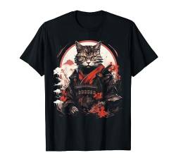 Japanese Samurai Ninja Cat Japanische Kunstgrafik-T-Shirts für Herren T-Shirt von Graphic Tees Men Women Boys Girls