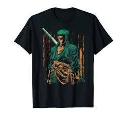 Japanische Retro-Kunst Zoro Anime Grafik T-Shirt von Graphic Tees Men Women Boys Girls