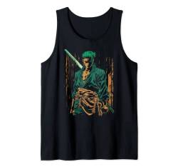 Japanische Retro-Kunst Zoro Anime Grafik Tank Top von Graphic Tees Men Women Boys Girls