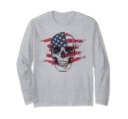 Patriotische Totenkopf-Grafik-T-Shirts für Männer, Frauen und Kinder Langarmshirt von Graphic Tees Men Women Boys Girls