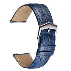 18-22mm Leder Uhrenarmbänder Schwarz Blau Rot Braun Uhrenarmband für Frauen-Mann Blau, 18mm von Grasschen