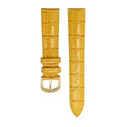 Leder Uhrenband 18/20/22mm Leichte Lederband Armbanduhr Bügelstiftspange Yellow Godl Buckle, 20mm von Grasschen