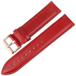 Weinlese-Leder-Uhrenarmband 16mm/17mm/18mm/19mm/20mm Armband Red Rose Red, 19mm von Grasschen