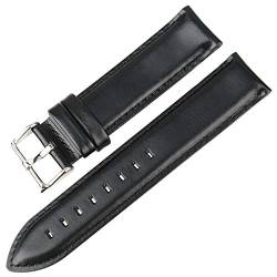 Weinlese-Leder-Uhrenarmband 16mm/17mm/18mm/19mm/20mm Armband Schwarz A Silber, 16mm von Grasschen