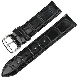 Weinlese-Leder-Uhrenarmband 16mm/17mm/18mm/19mm/20mm Armband Schwarz B Silber, 14mm von Grasschen