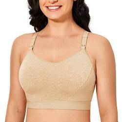 Gratlin Damen Stütz Sport Still BH Große Brüste Baumwolle Racerback Schwangerschafts BHS Beige Heidekraut M von Gratlin