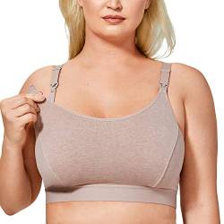 Gratlin Damen Stütz Sport Still BH Große Brüste Baumwolle Racerback Schwangerschafts BHS Cameo Grey 5XL von Gratlin