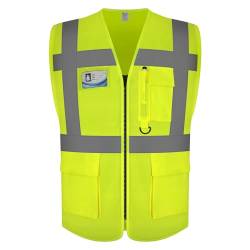 Graunton High Reflective Westen mit Reißverschluss, High Vis Westen für Männer Frauen, Hi Viz Weste für Verkehrsmanagement, Öffentliche Sicherheit, Transport, DE1-Gelb, 4XL. von Graunton