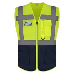 Graunton High Visibility Sicherheitsweste, Hi Vis Westen für Männer Frauen, High Vis Westen für Verkehrsmanagement, Öffentliche Sicherheit, Transport, DE1-Gelb Blau, L. von Graunton