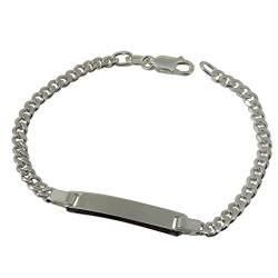 GravUp 925 Sterling Silber Panzer Armband 18 cm mit SOFORTGRAVUR + VORTSCHAU: Gravur auf der Vorderseite (Vorname) und Rückseite (Datum) inklusive von GravUp