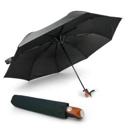 Gravidus Regenschirm Sturmfest, winddicht, automatisch, stilvoll, mit einem Knopf automatisch zum Öffnungen, Taschenschirm in Schwarz, 100 cm Spannweite von Gravidus