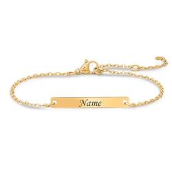 Personalisierte Geschenke Frauen | Personalisiertes Armband | Armband mit Gravur | Geschenk Freundin | Geschenke für Taufe, Valentinstag, Weihnachten, Frau und Freundin… (Gold) von Gravurtastisch