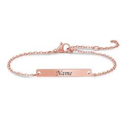 Personalisierte Geschenke Frauen | Personalisiertes Armband | Armband mit Gravur | Geschenk Freundin | Geschenke für Taufe, Valentinstag, Weihnachten, Frau und Freundin… (Roségold) von Gravurtastisch