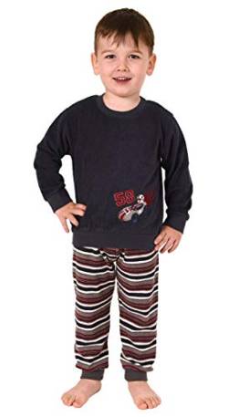 Jungen Kleinkinder Frottee Pyjama Langarm mit Bündchen und niedlichen Renn - Auto Motiv, Größe:92, Farbe:anthrazit von Great Boy