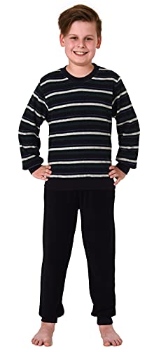Toller Jungen Frottee Pyjama Langarm Schlafanzug mit Bündchen - 212 501 13 804, Farbe:Navy, Größe:122-128 von Great Boy