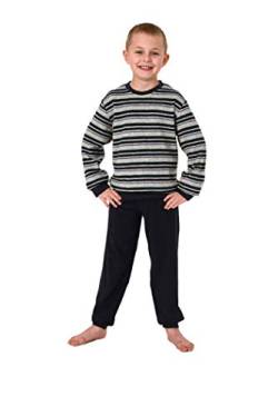 Toller Jungen Frottee Pyjama Langarm Schlafanzug mit Bündchen - 212 501 13 804, Farbe:grau, Größe:122-128 von Great Boy
