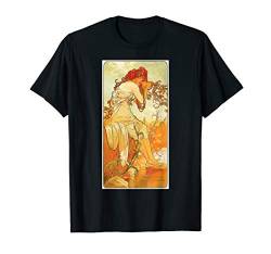 Art Nouveau Summer Mucha Sexy Beautiful Elegant Women T-Shirt von Great Paintings Shirt Designs