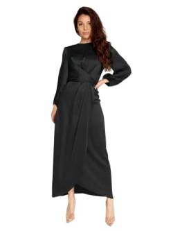 Greatfool Abaya Damen Muslim Abaya Satin Typ Jilbeb Muslimische Frau Abaya kann als Kaftan Frau oder Djellaba getragen werden - L von Greatfool