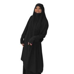 Greatfool Jilbeb Muslimische Damen – Jilbab Damen deckend und blickdicht, kann als Abaya Damen oder Djellaba getragen werden - Schwarz von Greatfool